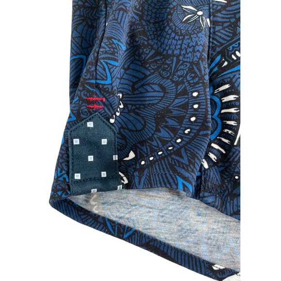 Au Noir Short Sleeve Stretch Espinoza Navy Button Front Size 4/L Classic $178 - Picture 8 of 13